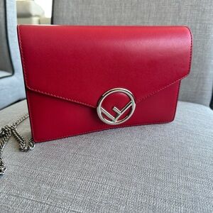 Fendi Wallet on Chain Red Vitello Liberty